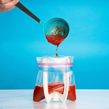 Bag Well Sealable Bag Holder for Gallon Size Food Storage Bags | Keeps bags open with both hands free, speeds up filling for meal prep or leftovers, folds flat to save kitchen space