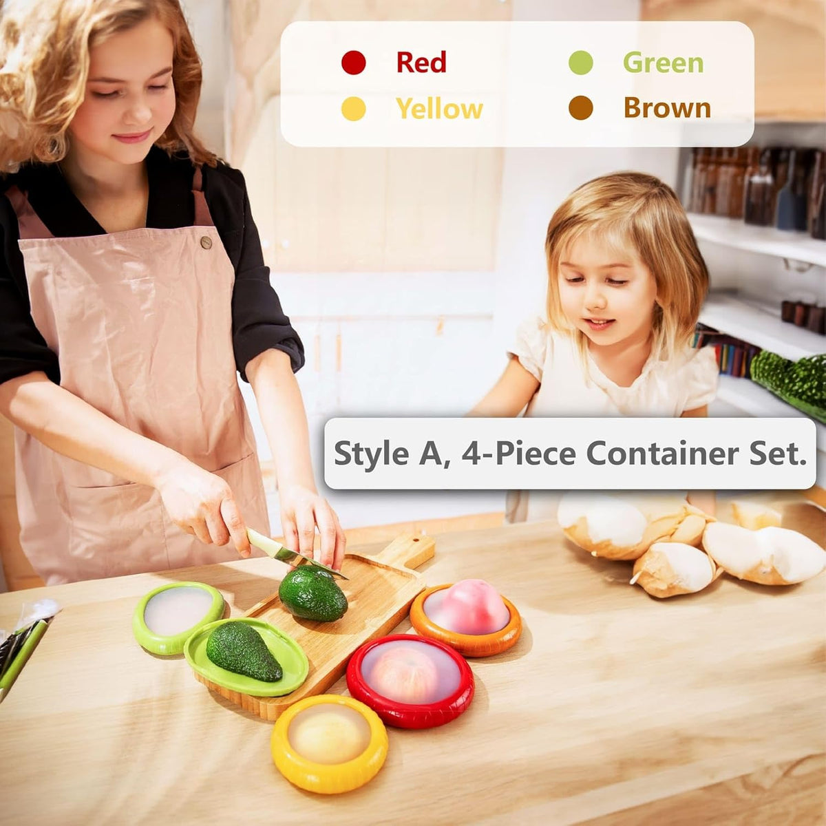 SOOPLEU Avocado Saver & Onion Storage, 4Pcs Silicone Fresh Produce Holder | Keep avocados fresh! 4Pcs silicone holder for tomato, lemons, garlic & produce. Ideal fridge fruit vegetable containers.