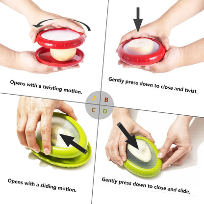 SOOPLEU Avocado Saver & Onion Storage, 4Pcs Silicone Fresh Produce Holder | Keep avocados fresh! 4Pcs silicone holder for tomato, lemons, garlic & produce. Ideal fridge fruit vegetable containers.