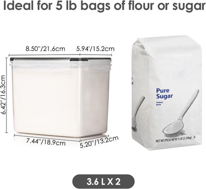 Airtight Food Storage Containers 6 Pieces - Plastic BPA Free Kitchen Pantry Storage Containers for Sugar,Flour and Baking Supplies - Dishwasher Safe - Include 24 Labels, Black