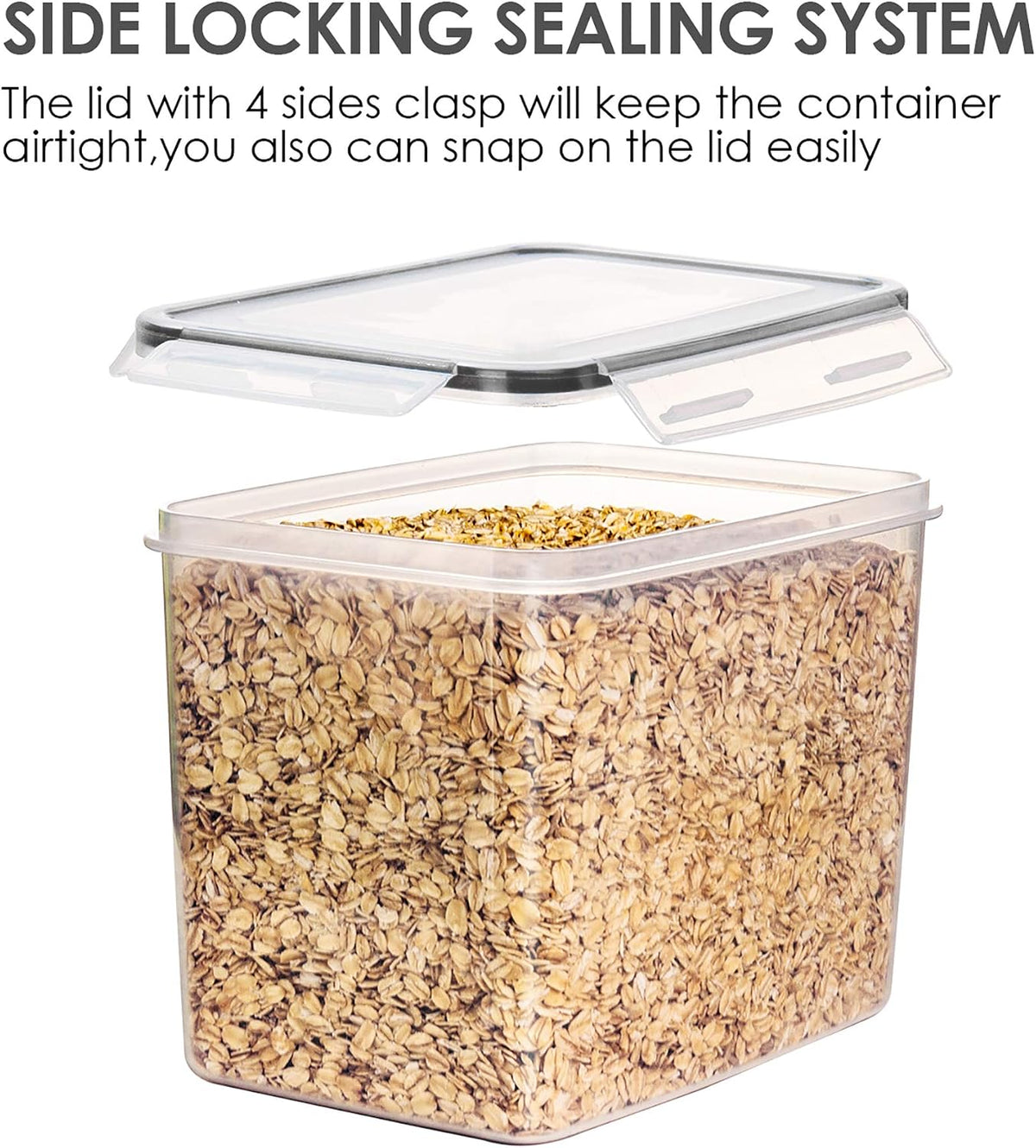 Airtight Food Storage Containers 6 Pieces - Plastic BPA Free Kitchen Pantry Storage Containers for Sugar,Flour and Baking Supplies - Dishwasher Safe - Include 24 Labels, Black