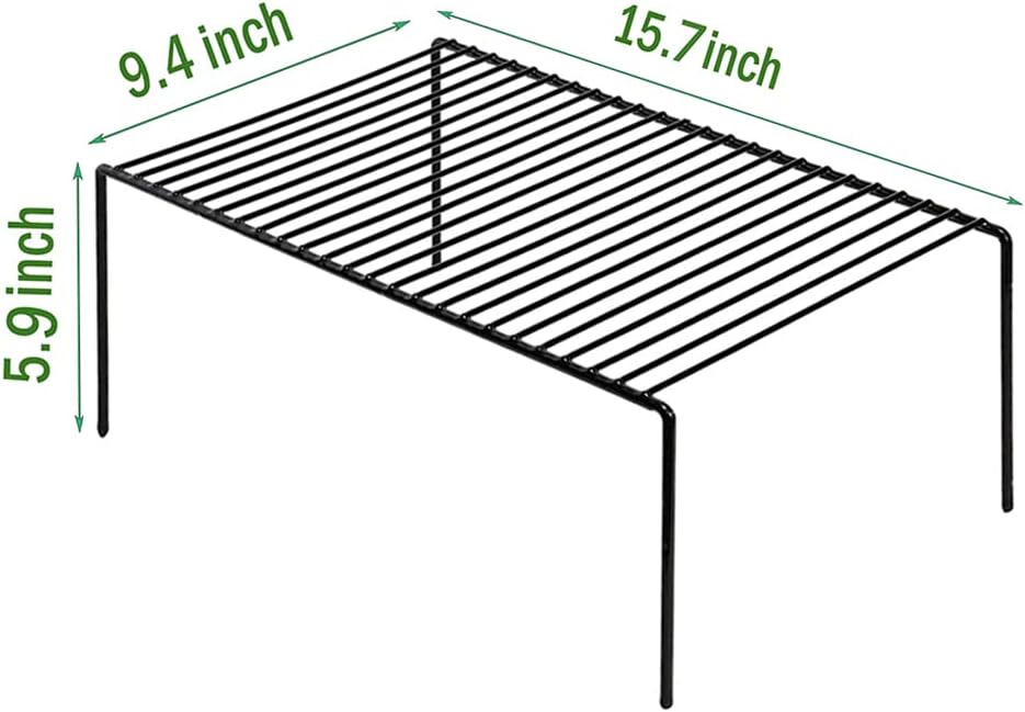 Large (15.7 x 9. 4 Inch) Cabinet Storage Shelf Rack, Rustproof Kitchen Counter and Cabinet Shelf, Storage Rack Organizer for Kitchen, Fridge, Cabinet, Bathroom, Set of 2