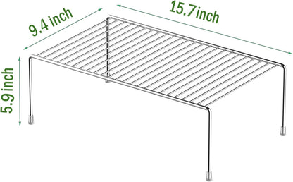 Large (15.7 x 9. 4 Inch) Cabinet Storage Shelf Rack, Rustproof Kitchen Counter and Cabinet Shelf, Storage Rack Organizer for Kitchen, Fridge, Cabinet, Bathroom, Set of 2