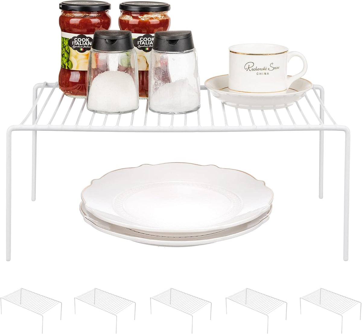 Large (15.7 x 9. 4 Inch) Cabinet Storage Shelf Rack, Rustproof Kitchen Counter and Cabinet Shelf, Storage Rack Organizer for Kitchen, Fridge, Cabinet, Bathroom, Set of 2