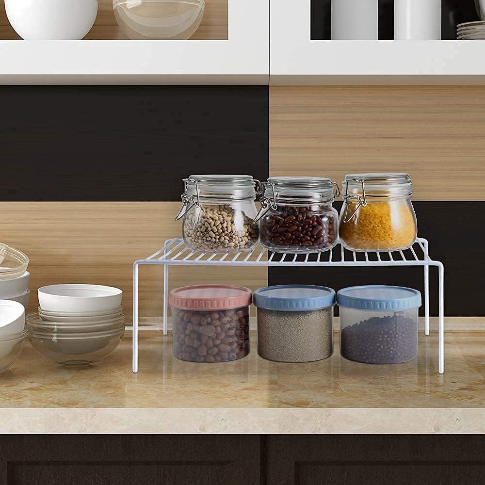 Large (15.7 x 9. 4 Inch) Cabinet Storage Shelf Rack, Rustproof Kitchen Counter and Cabinet Shelf, Storage Rack Organizer for Kitchen, Fridge, Cabinet, Bathroom, Set of 2
