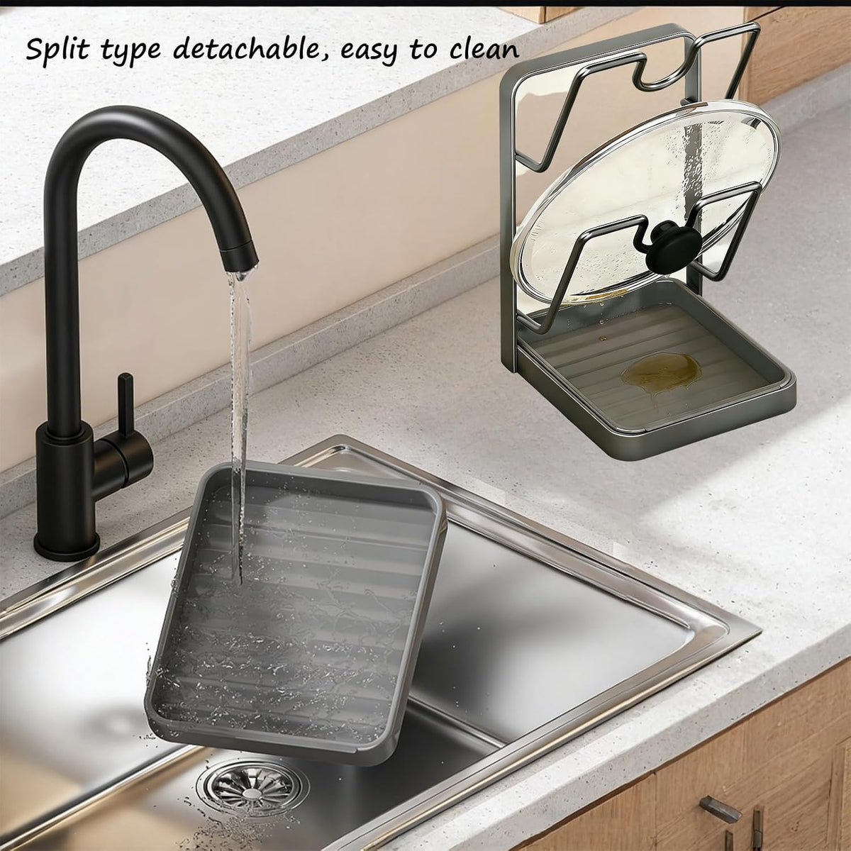 Kitchen Pot Lid Storage Rack, Pot Lid Holder While Cooking for Countertop