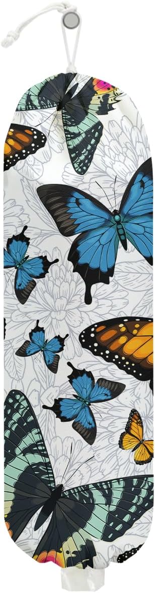 Mushroom Plastic Bag Holder, Christmas Butterfly Gifts for Women Mom Sister | Wall Mount Grocery Bag Holder for Plastic Storage bag, Storage Organizer Reusable Grocery Bags, Pull Rope Free Adjustment