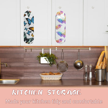 Mushroom Plastic Bag Holder, Christmas Butterfly Gifts for Women Mom Sister | Wall Mount Grocery Bag Holder for Plastic Storage bag, Storage Organizer Reusable Grocery Bags, Pull Rope Free Adjustment