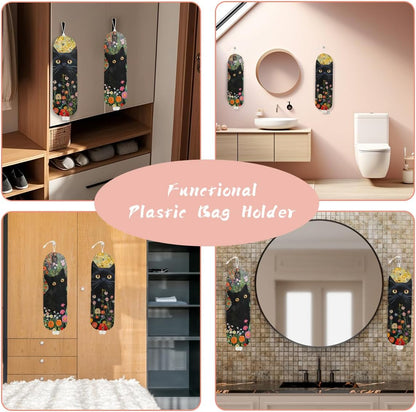 Mushroom Plastic Bag Holder, Christmas Butterfly Gifts for Women Mom Sister | Wall Mount Grocery Bag Holder for Plastic Storage bag, Storage Organizer Reusable Grocery Bags, Pull Rope Free Adjustment