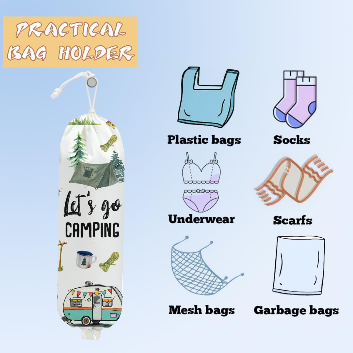 Mushroom Plastic Bag Holder, Christmas Butterfly Gifts for Women Mom Sister | Wall Mount Grocery Bag Holder for Plastic Storage bag, Storage Organizer Reusable Grocery Bags, Pull Rope Free Adjustment