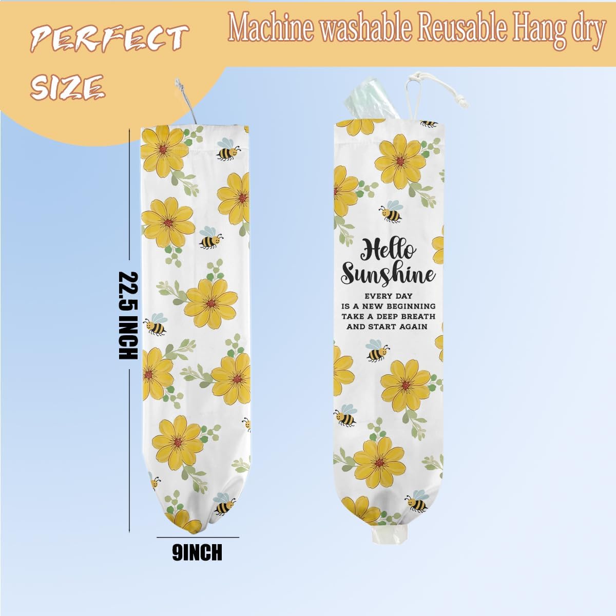Mushroom Plastic Bag Holder, Christmas Butterfly Gifts for Women Mom Sister | Wall Mount Grocery Bag Holder for Plastic Storage bag, Storage Organizer Reusable Grocery Bags, Pull Rope Free Adjustment