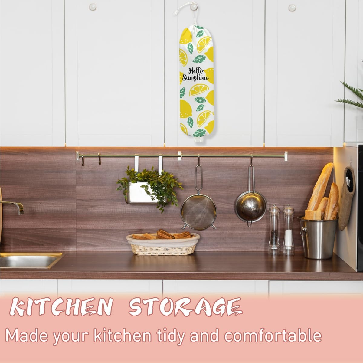 Mushroom Plastic Bag Holder, Christmas Butterfly Gifts for Women Mom Sister | Wall Mount Grocery Bag Holder for Plastic Storage bag, Storage Organizer Reusable Grocery Bags, Pull Rope Free Adjustment