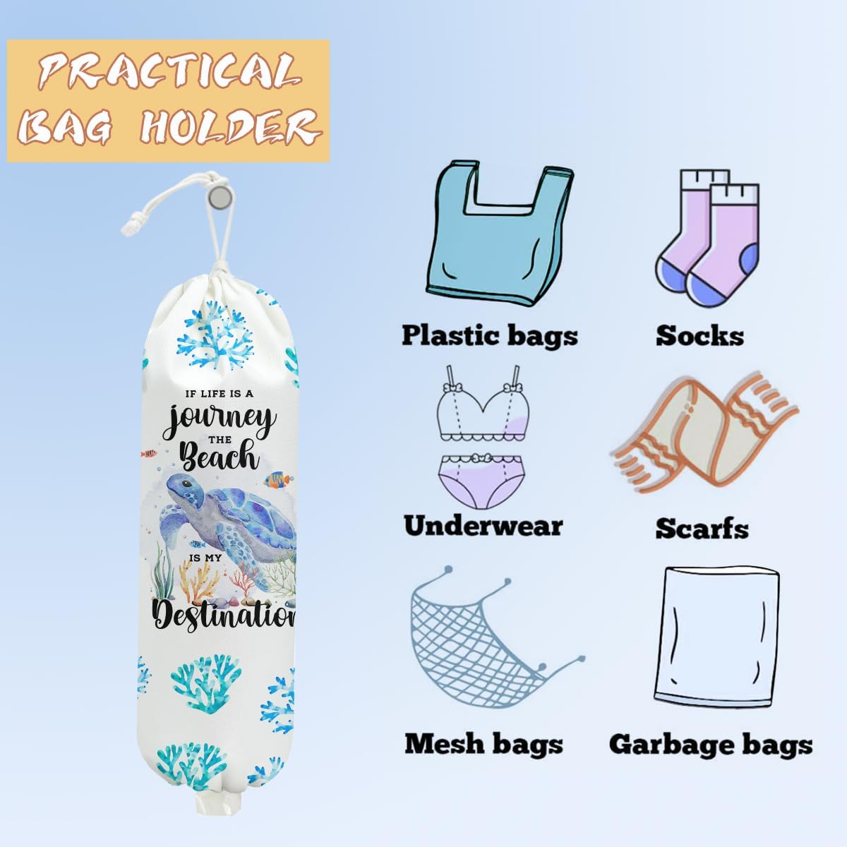 Mushroom Plastic Bag Holder, Christmas Butterfly Gifts for Women Mom Sister | Wall Mount Grocery Bag Holder for Plastic Storage bag, Storage Organizer Reusable Grocery Bags, Pull Rope Free Adjustment