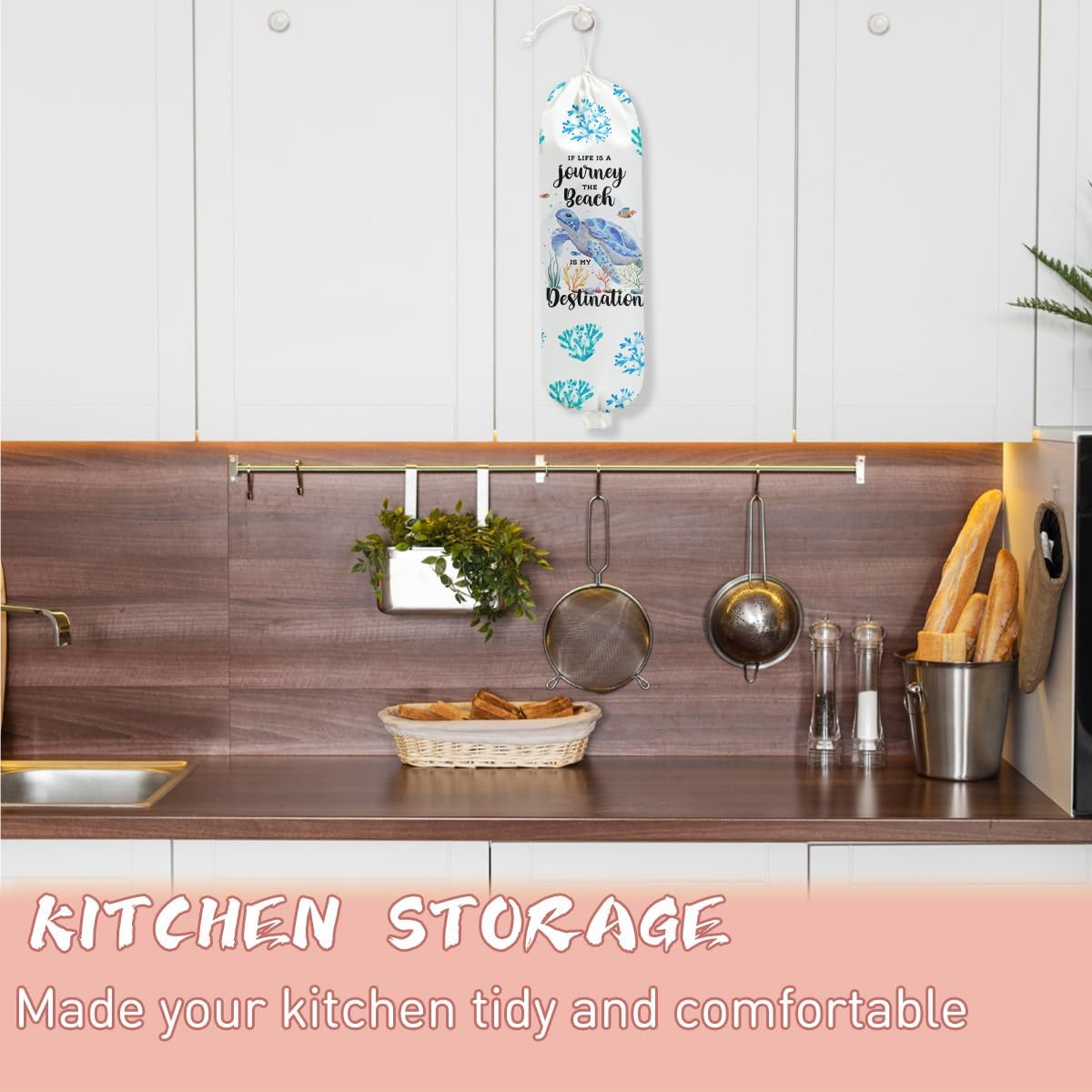 Mushroom Plastic Bag Holder, Christmas Butterfly Gifts for Women Mom Sister | Wall Mount Grocery Bag Holder for Plastic Storage bag, Storage Organizer Reusable Grocery Bags, Pull Rope Free Adjustment