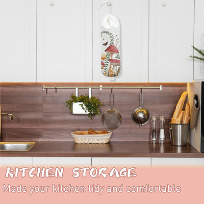 Mushroom Plastic Bag Holder, Christmas Butterfly Gifts for Women Mom Sister | Wall Mount Grocery Bag Holder for Plastic Storage bag, Storage Organizer Reusable Grocery Bags, Pull Rope Free Adjustment