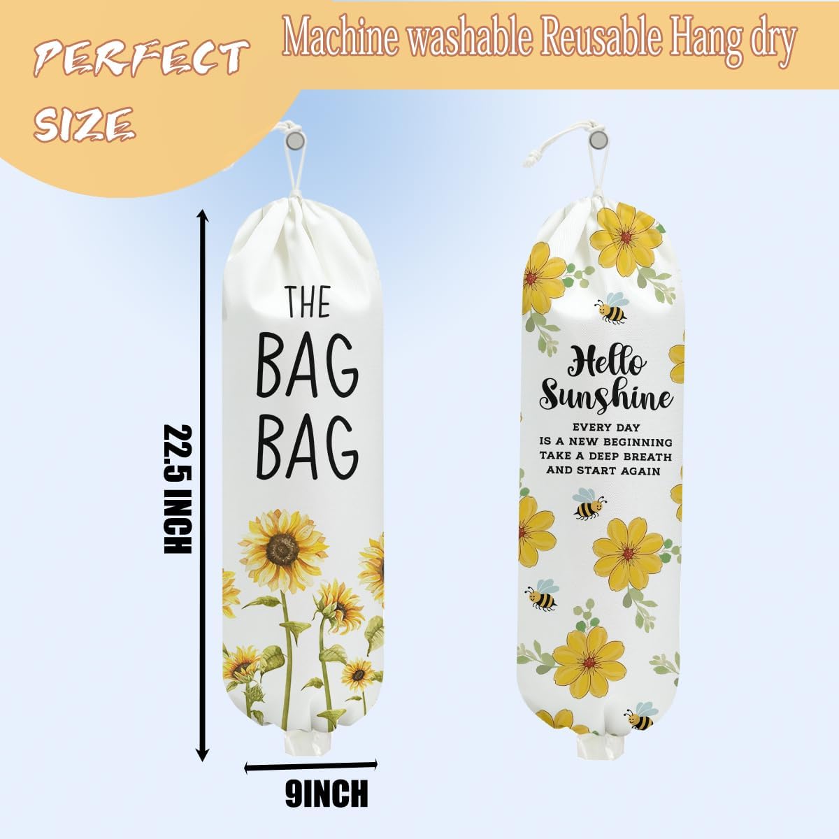 Mushroom Plastic Bag Holder, Christmas Butterfly Gifts for Women Mom Sister | Wall Mount Grocery Bag Holder for Plastic Storage bag, Storage Organizer Reusable Grocery Bags, Pull Rope Free Adjustment