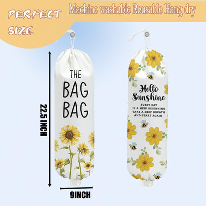 Mushroom Plastic Bag Holder, Christmas Butterfly Gifts for Women Mom Sister | Wall Mount Grocery Bag Holder for Plastic Storage bag, Storage Organizer Reusable Grocery Bags, Pull Rope Free Adjustment