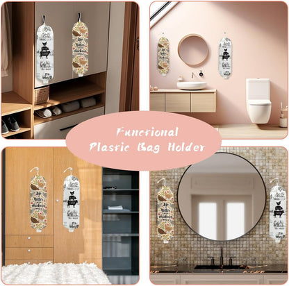 Mushroom Plastic Bag Holder, Christmas Butterfly Gifts for Women Mom Sister | Wall Mount Grocery Bag Holder for Plastic Storage bag, Storage Organizer Reusable Grocery Bags, Pull Rope Free Adjustment