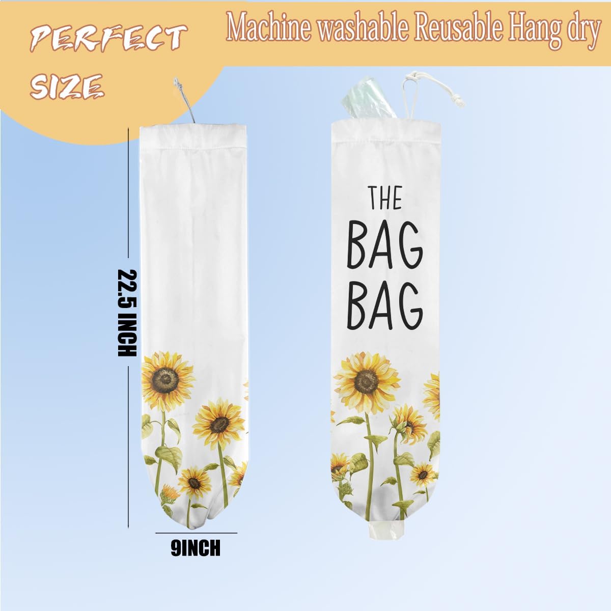 Mushroom Plastic Bag Holder, Christmas Butterfly Gifts for Women Mom Sister | Wall Mount Grocery Bag Holder for Plastic Storage bag, Storage Organizer Reusable Grocery Bags, Pull Rope Free Adjustment