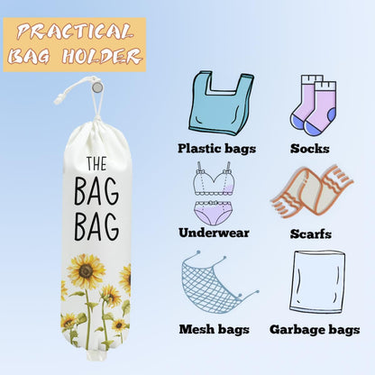 Mushroom Plastic Bag Holder, Christmas Butterfly Gifts for Women Mom Sister | Wall Mount Grocery Bag Holder for Plastic Storage bag, Storage Organizer Reusable Grocery Bags, Pull Rope Free Adjustment