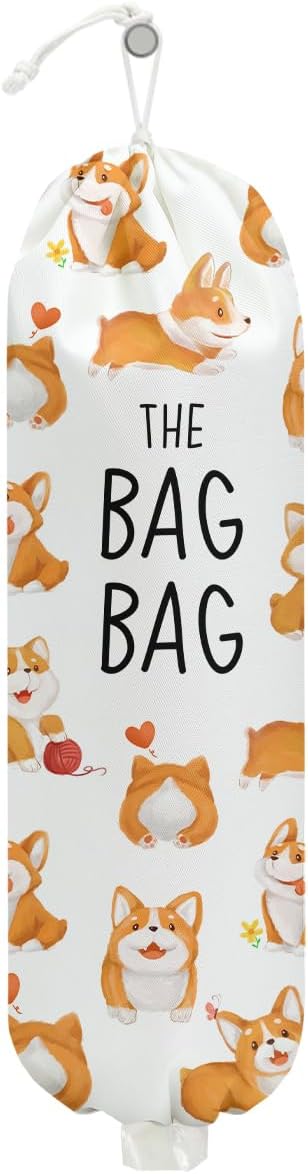 Mushroom Plastic Bag Holder, Christmas Butterfly Gifts for Women Mom Sister | Wall Mount Grocery Bag Holder for Plastic Storage bag, Storage Organizer Reusable Grocery Bags, Pull Rope Free Adjustment