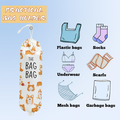 Mushroom Plastic Bag Holder, Christmas Butterfly Gifts for Women Mom Sister | Wall Mount Grocery Bag Holder for Plastic Storage bag, Storage Organizer Reusable Grocery Bags, Pull Rope Free Adjustment