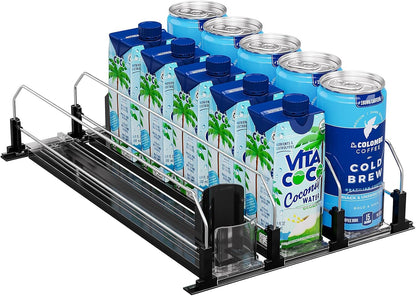 Drink Organizer for Fridge, Soda Can Organizer -2 Rows, White