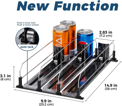 Drink Organizer for Fridge, Soda Can Organizer -2 Rows, White
