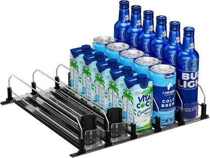Drink Organizer for Fridge, Soda Can Organizer -2 Rows, White