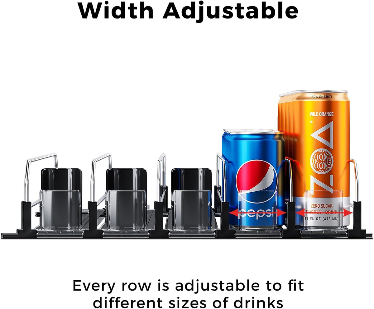 Drink Organizer for Fridge, Soda Can Organizer -2 Rows, White
