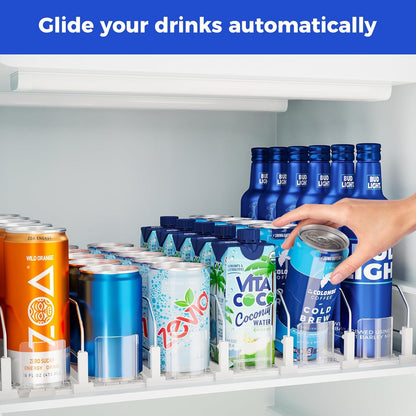 Drink Organizer for Fridge, Soda Can Organizer -2 Rows, White