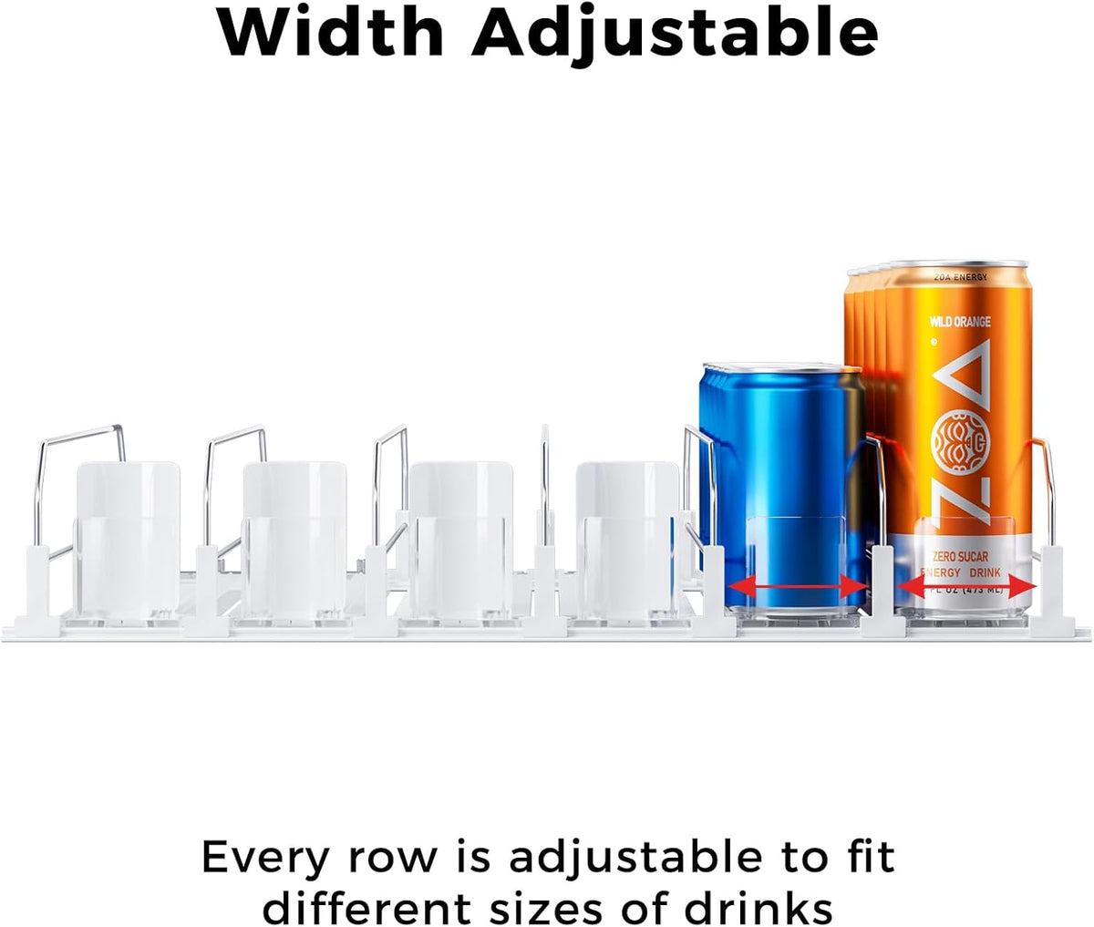 Drink Organizer for Fridge, Soda Can Organizer -2 Rows, White
