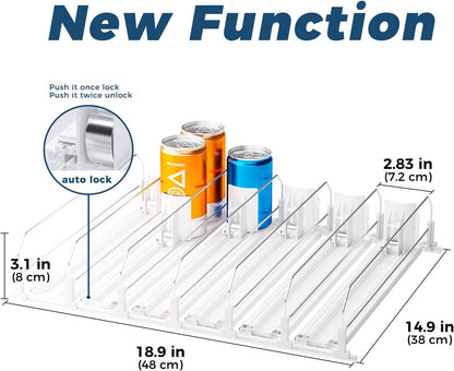 Drink Organizer for Fridge, Soda Can Organizer -2 Rows, White