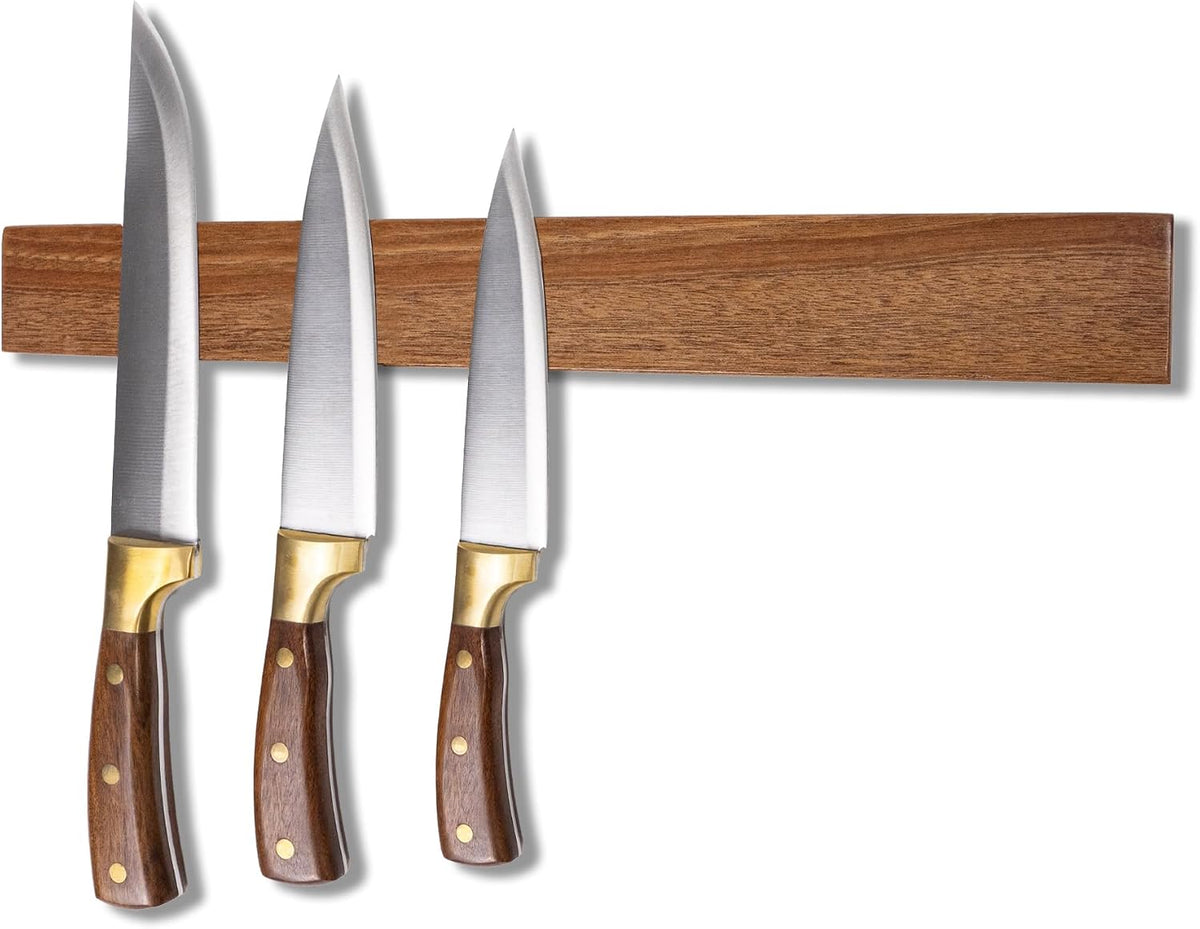 Wooden Magnetic Knife Holder - 8" Magnetic Knife Strips for Wall - knife storage kitchen accessories (8 inch)