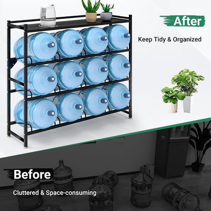 5 Gallon Water Jug Holder，4-Tier Water Jug Rack w/Top Shelf