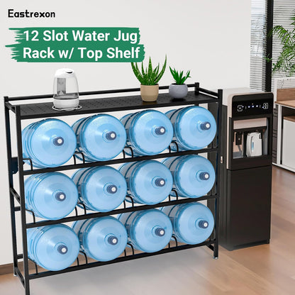 5 Gallon Water Jug Holder，4-Tier Water Jug Rack w/Top Shelf