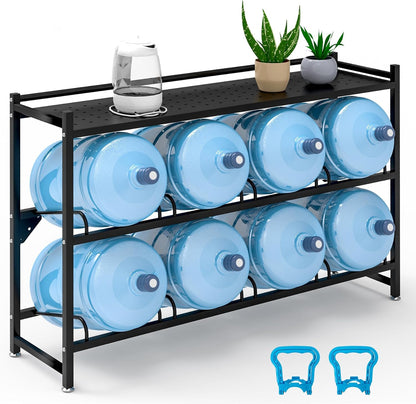 5 Gallon Water Jug Holder，4-Tier Water Jug Rack w/Top Shelf