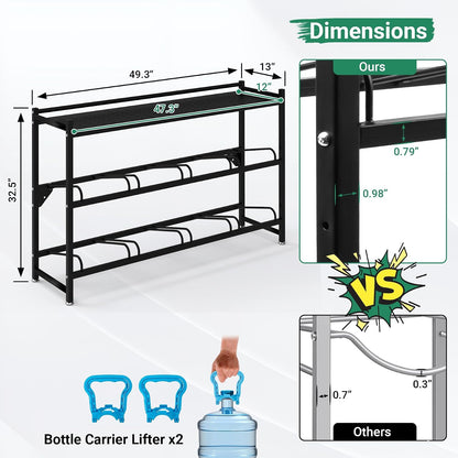 5 Gallon Water Jug Holder，4-Tier Water Jug Rack w/Top Shelf