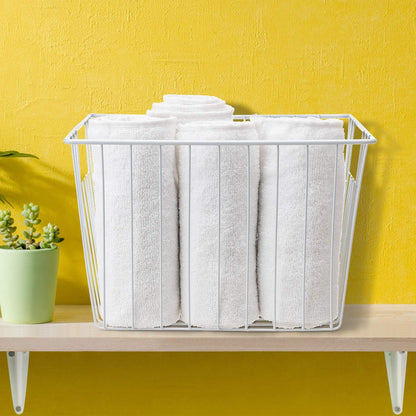 16" Upright Freezer Organizer Baskets, Wire Storage Bins Large Bakset for Freezer, Pantry, Kitchen, Bathroom Organizing, White, Set of 6