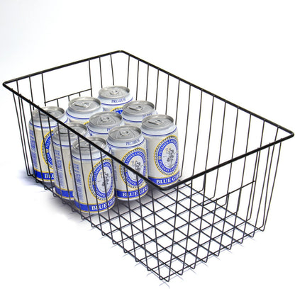 16" Upright Freezer Organizer Baskets, Wire Storage Bins Large Bakset for Freezer, Pantry, Kitchen, Bathroom Organizing, White, Set of 6