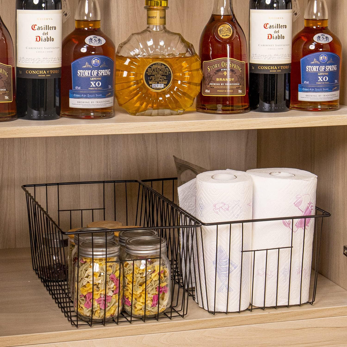 16" Upright Freezer Organizer Baskets, Wire Storage Bins Large Bakset for Freezer, Pantry, Kitchen, Bathroom Organizing, White, Set of 6