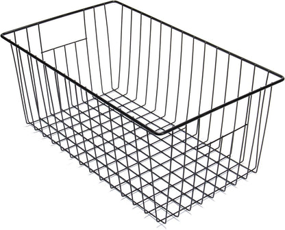 16" Upright Freezer Organizer Baskets, Wire Storage Bins Large Bakset for Freezer, Pantry, Kitchen, Bathroom Organizing, White, Set of 6