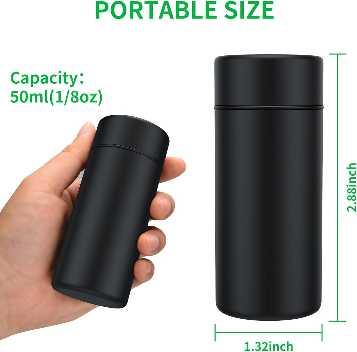 Portable Aluminum Storage Jar 3-Pack,Airtight Smell Proof Container, Metal Waterproof Small Bottle Multipurpose Container for Coffee & Teas, Herb Spices Container Screw-Top Lid Lock Odor