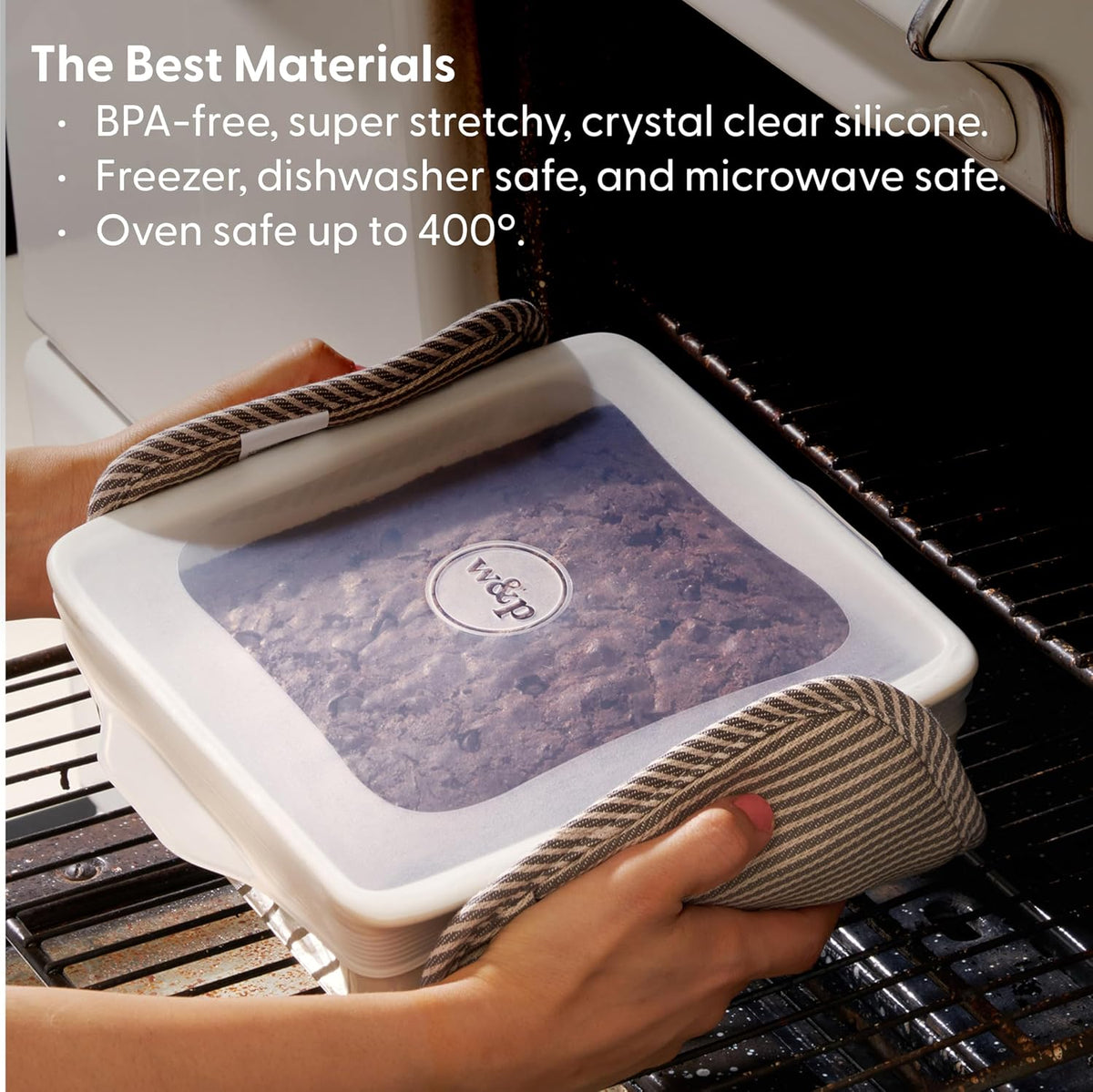 W&P Reusable Silicone Stretch Lid, Set of 6 Circular Lids, Dishwasher Safe, Freezer Safe, LFGB/Premium Materials, Microwave Safe, Clear