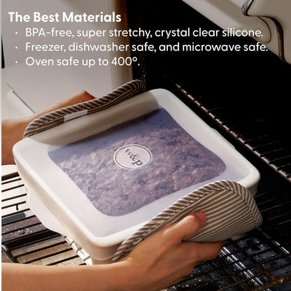 W&P Reusable Silicone Stretch Lid, Set of 6 Circular Lids, Dishwasher Safe, Freezer Safe, LFGB/Premium Materials, Microwave Safe, Clear