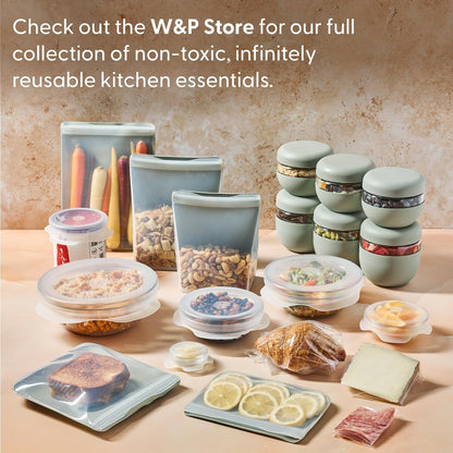 W&P Reusable Silicone Stretch Lid, Set of 6 Circular Lids, Dishwasher Safe, Freezer Safe, LFGB/Premium Materials, Microwave Safe, Clear