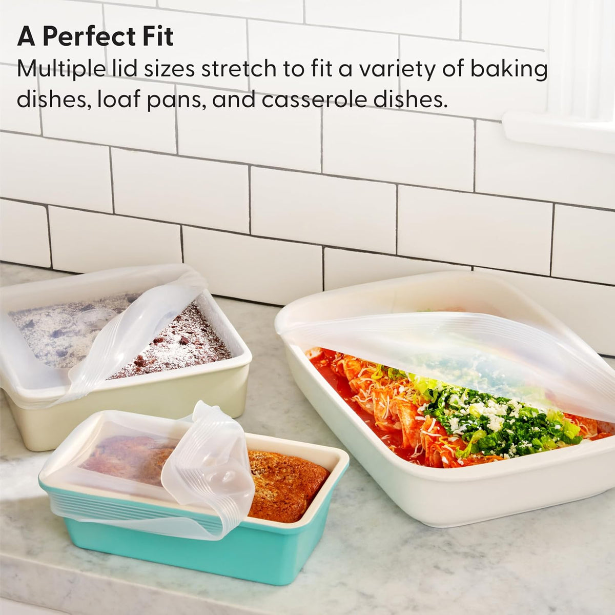 W&P Reusable Silicone Stretch Lid, Set of 6 Circular Lids, Dishwasher Safe, Freezer Safe, LFGB/Premium Materials, Microwave Safe, Clear