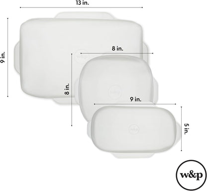 W&P Reusable Silicone Stretch Lid, Set of 6 Circular Lids, Dishwasher Safe, Freezer Safe, LFGB/Premium Materials, Microwave Safe, Clear