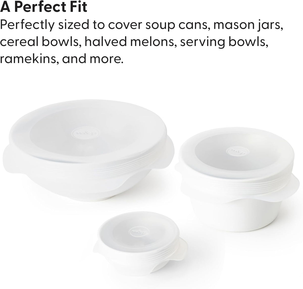W&P Reusable Silicone Stretch Lid, Set of 6 Circular Lids, Dishwasher Safe, Freezer Safe, LFGB/Premium Materials, Microwave Safe, Clear