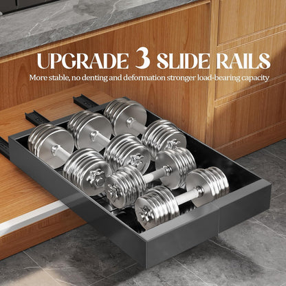 Expandable Pull Out Cabinet Organizer 21"Deep With Raising Pad for Framed Cabinets,Upgrade 3 Slide Rails Slide Out Drawers,No Drill Roll Out Shelves,Adjustable Width 12.1"-20.4" White